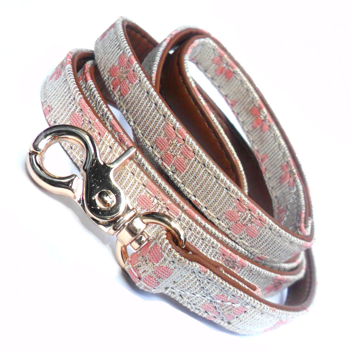 Flower Fabric Dog Leads - Pink